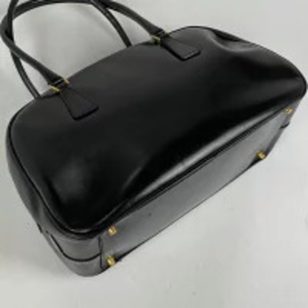 Prada black bag Bauletto rolled leather handles padlock Black